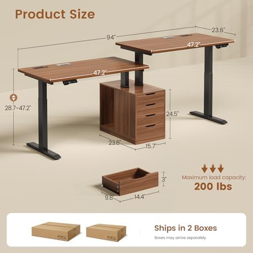 SEDETA Standing Two Person Desk with 4 Drawers, 2 Power Outlets, CPU Stand - Image 2