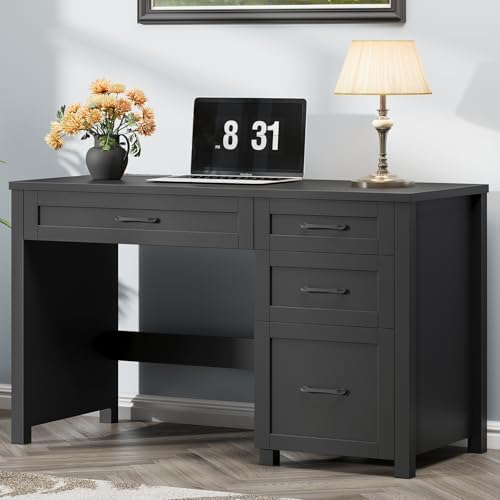 Farmhouse 47" Executive Desk, Computer Desk with File Drawer, Pure Black - Image 6