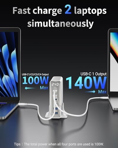TOPADRE 240W USB C Charger with Display,6 Ports Charging Station - Image 3