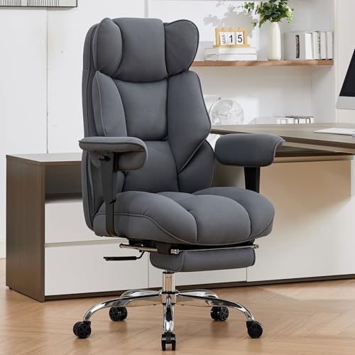 Efomao Executive Office Chair, Bluegrey Fabric Big and Tall Desk Chair by OFFICECHAIR