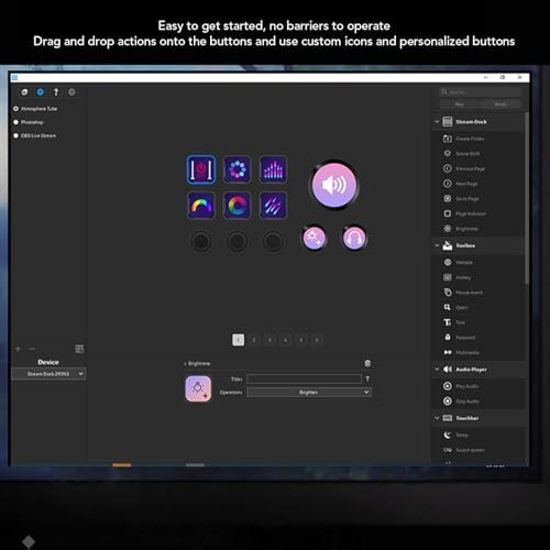 Stream Deck, Visual Keyboard for Live Streaming, 6 Macro LCD Key Keyboard with Knobs, Customizable Keys for Photo and Video Editing (Black) - Image 6