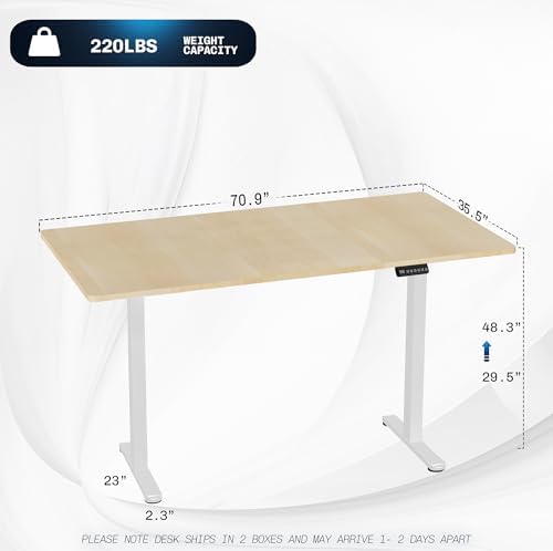 VIVO Light Wood 71 x 36 in Standing Desk, DESK-KIT-E2W7C-36 - Image 3