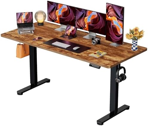 ErGear Height Adjustable Electric Standing Desk, 71 x 30 Inches Sit Stand up Desk, Memory Computer Home Office Desk, Vintage Brown by ErGear
