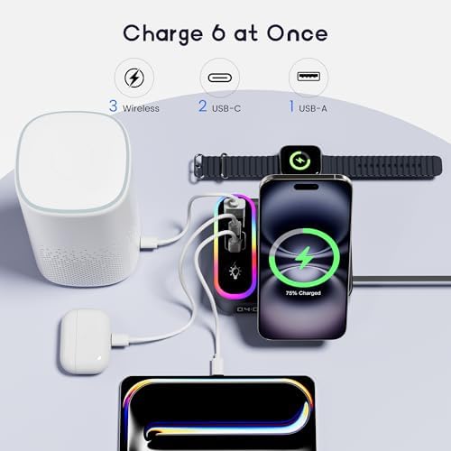 8-in-1 Foldable Wireless Charging Station for Apple Devices with Clock, 65W - Image 5