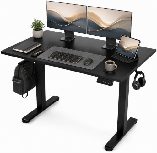 Claiks 48 Inch Electric Standing Desk Adjustable Desk, Dark Black by CLAIKS