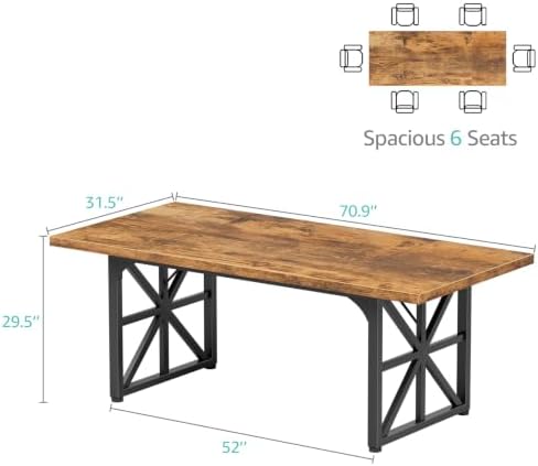 71" Executive Desk, Large Office Computer Table for Home Work, Rustic Brown - Image 2
