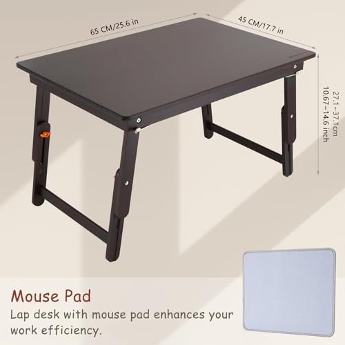 Nnewvante Foldable Laptop Desk, 25.6 Inch Bed Tray Table, Black Walnut - Image 4