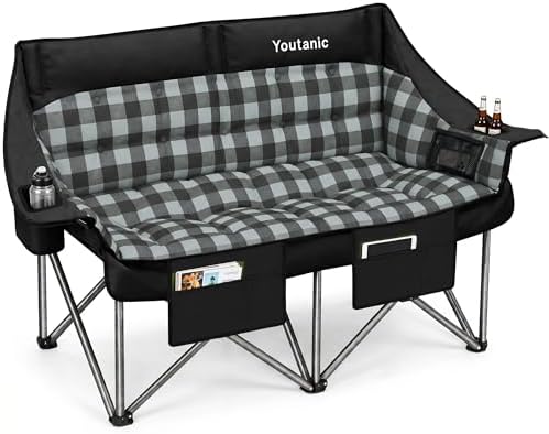 Youtanic 60" Extra Double Camping Chair for Adults, 700lbs Padded Loveseat by Youtanic