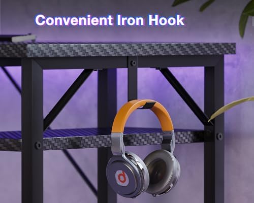 ODK 53 Inch L Shaped Gaming Desk with Hutch & Headphone Hook - Image 5