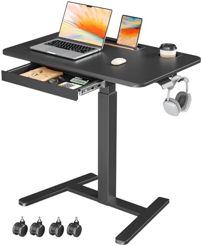 32" Mobile Desk with Drawer, Rolling Standing Desk on Wheels by JYLHJOYSEEKER