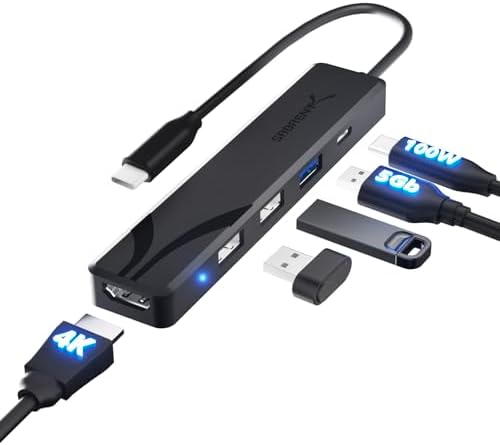 SABRENT USB-C Hub, USB-C to 4K@60Hz HDMI, 100W PD (HB-TC5P) by SABRENT