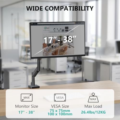 WALI Extra Long Single Monitor Arm for 17-38 inch Screens, up to 26.4 lbs - Image 2