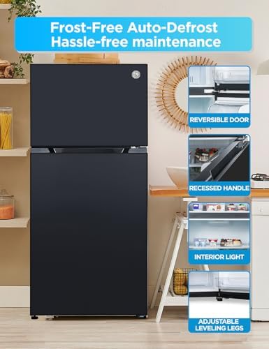 Commercial Cool 20 Cu. Ft. Top Mount Refrigerator with Freezer, 2-Door Refrigerator with Top Freezer and Adjustable Temperature Control, Ice Maker Ready, Energy Star Certified, Black - Image 5