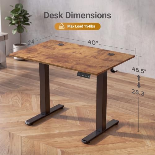 Claiks Electric Standing Desk 40x24 Inch Adjustable Desk, Rustic Brown - Image 3