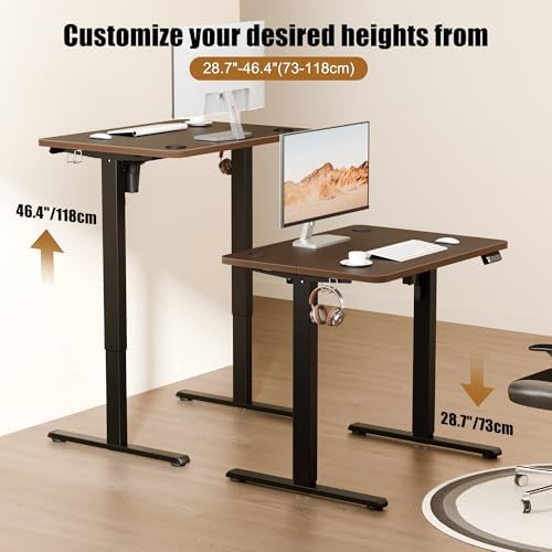 Small Standing Desk, 32"x24" Height Adjustable Sit-Stand Office, Walnut - Image 4