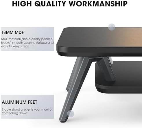 Fenge 42.5-Inch Monitor Stand Riser with Laptop, Phone & Headphone Holders - Image 4