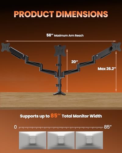 ErGear Triple Monitor Stand Fits Three 17–32 inch Monitors - Image 3