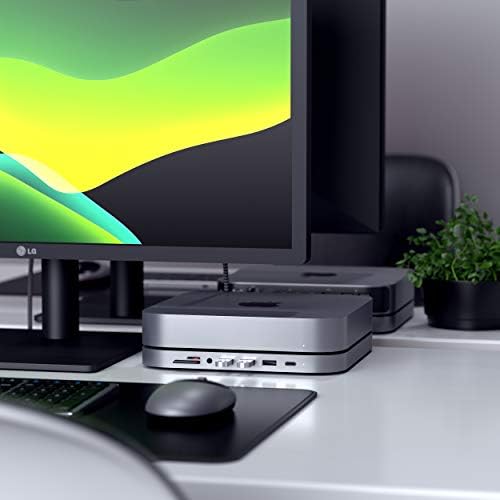 Satechi USB C Hub, Type-C Aluminum Stand & Hub, USB-C Data Port, Micro/SD Card Readers, USB 3.0 & Headphone Jack Port, for Mac mini M2/M1 (Not Compatible with M4) - Space Gray - Image 6