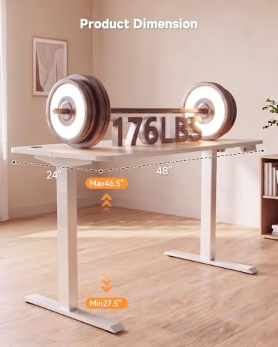 Standing Desk, 48 × 24 Inches Electric Height Adjustable, Home Office - Image 3
