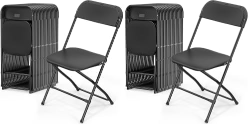 VINGLI 40 Pack Black Plastic Folding Chair, Indoor Outdoor Portable Stackable Commercial Seat with Steel Frame 350lb. Capacity for Events Office Wedding Party Picnic Kitchen Dining by VINGLI