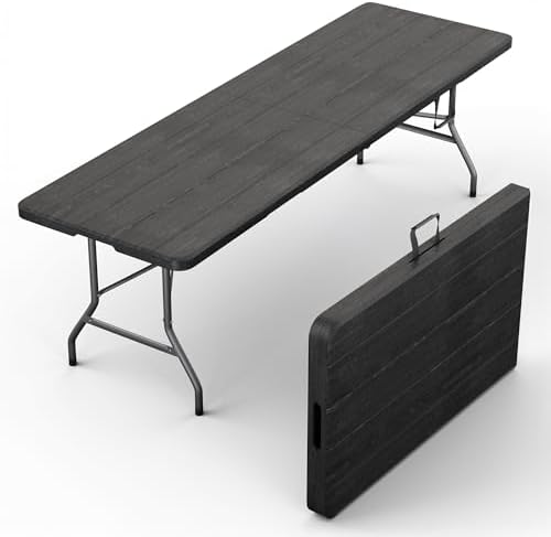 10 PACK of 8 Feet Foldable Table with Built in Handle & Steel Legs | 8 FT Heavy Duty Portable | Perfect for Party, Dining, Wedding, Events, Picnic Indoor, Outdoor, Camping, Temporary - 8 Foot by OurModernSpace