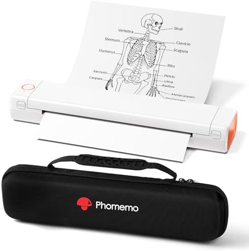 Phomemo Inkless Portable Printer for Travel - Wireless Thermal Printer Compatible with Phone & Laptop, Bluetooth Printers Supports 8.5" X 11" Letter Thermal Paper, Come with Carry Case by Phomemo