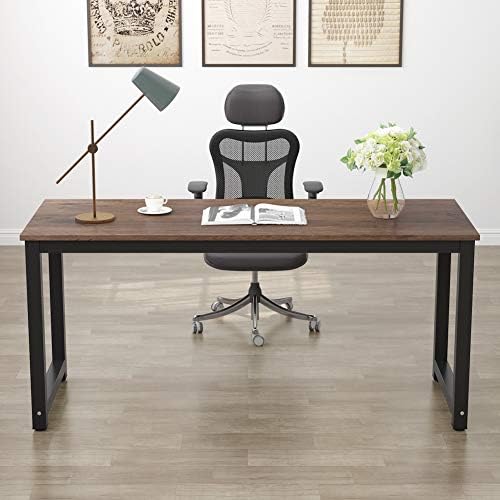 Tribesigns Computer Desk, 63 inch Large Office Desk Computer Table Study Writing Desk Workstation for Home Office, Rustic Brown - Image 2