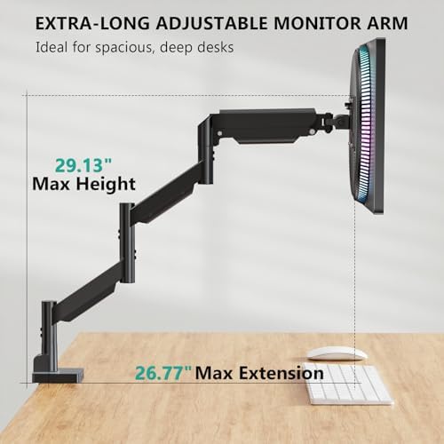 WALI Extra Long Single Monitor Arm for 17-38 inch Screens, up to 26.4 lbs - Image 4