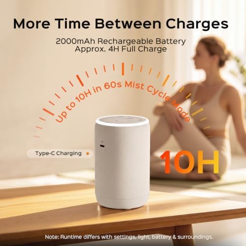 Waterless Diffuser for Essential Oil with 7-Color Light for Home, White - Image 6