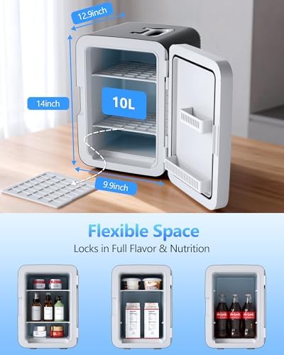 Antarctic Star 10L Portable Compact Refrigerator, 2.6 Gal Mini Personal Fridge Small Cooler with AC/DC Adapters for Beverages, Food, Skincare, Bedroom, Office, Dorm Room, or Cabin, Black - Image 6