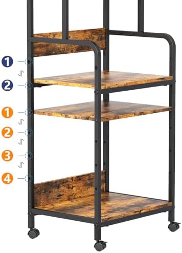 Arbuxzuy 4 Tier Printer Stand with Storage Shelf, Large Tall Printer Cart with Wheels, Mobile Printer Table for Home Office, Adjustable Stands for Heat Press Scanner Fax (Brown) - Image 5