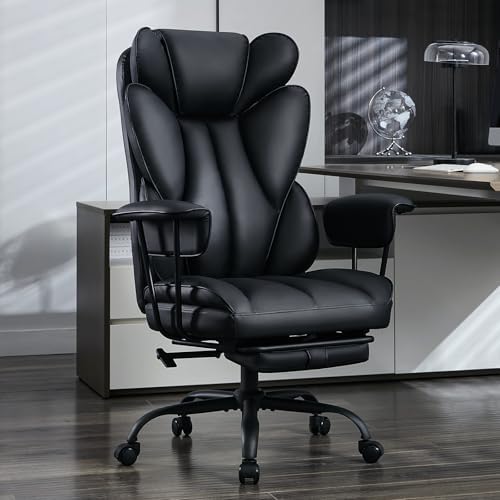 amseatec Big and Tall Office Chair, Reclining Executive Chair with Footrest by AMSEATEC
