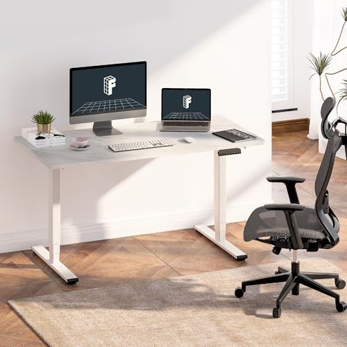 FLEXISPOT E6 3-Stage Dual Motor Electric Standing Desk 55 x 28 Sit Stand Up Desk, Holds 220 lbs, Adjustable Height w/Memory Presets, One-Piece Marble Grey Desktop & White Frame, Ships in 2 Boxes - Image 2