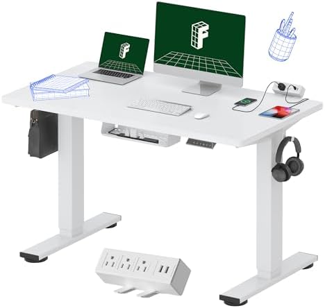 FLEXISPOT EN2 48"x24" Standing Desk with Power Strip Bundle, White by Unknown