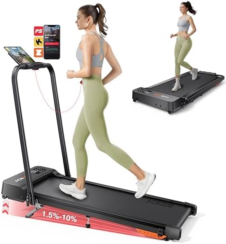 Acezoe Walking Pad with 10% Incline & Dual LED Display,4 in 1 Foldable Treadmill for Home Small Office, Compact Under Desk Treadmill with Handle bar,APP & Remote, 300 lbs Capacity by AcezoeFitness