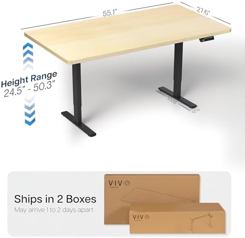 VIVO Light Wood 55 x 28 in Standing Desk, DESK-KIT-2B55C - Image 3