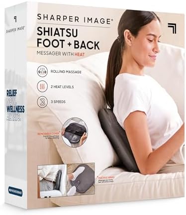 Sharper Image® Shiatsu Foot + Back Massager with Heat & Washable Cover| Portable Kneading Deep Tissue Massage Tool| Heating Pad Massage Pillow - Image 6