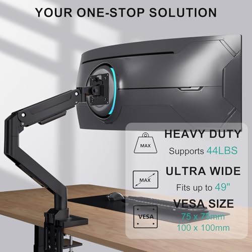 WALI Heavy Duty Monitor Arm for 13-49 inch 1000R Curved Screen, up to 44lbs - Image 2