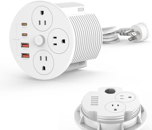 100W USB C Desktop Power Grommet, Double-Side 4 USB 5 Outlets (15Amp) by HEZI
