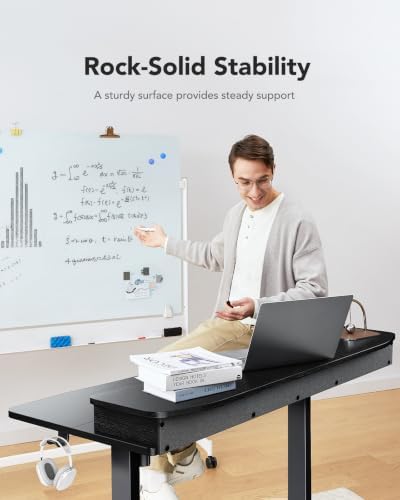 HUANUO 55″ x 26″ Electric Standing Desk with 2 Drawers, C-Clamp Mount Compatible, Height Adjustable Computer Desk, Home Office Stand Up Desk with 4 Preset Heights & 2 Hooks, Black - Image 6