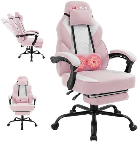 DL-win Video Gaming Chair for Adults, Computer Chair with Footrest and Ergonomic High Back, Big and Tall Gamer Chair with Massage Lumbar Support (Blush) by GamingChairs