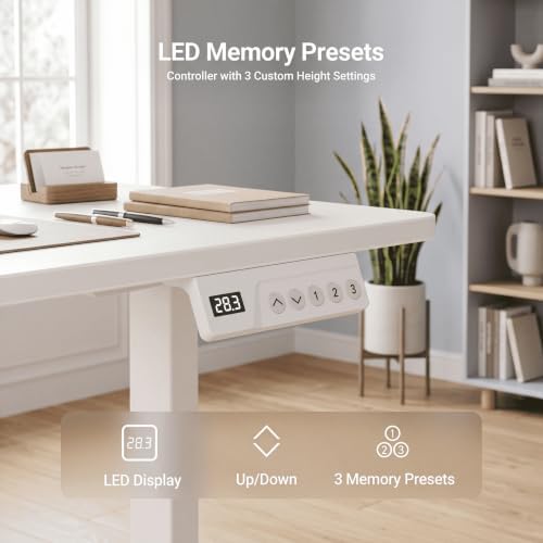 Claiks Electric Standing Desk 35x20 Inch Adjustable Desk, White - Image 6