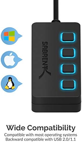 SABRENT 4-Port USB 3.0 Hub with Individual Power Switches (HB-UM43) - Image 4