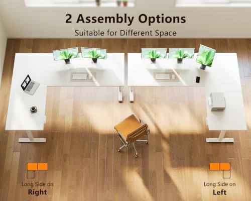 Casaottima 71 Inch L Shaped Electric Standing Desk, Home Office, White - Image 5