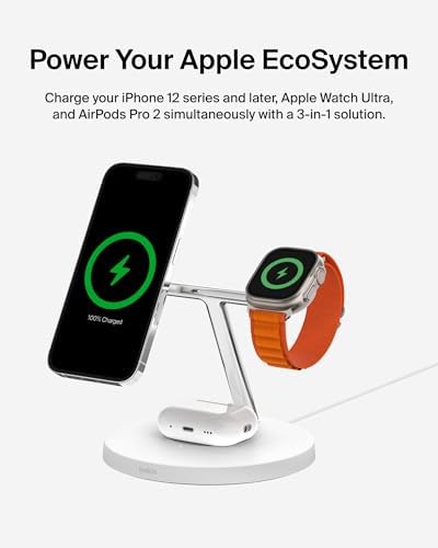 Belkin MagSafe 3 in 1 Wireless Charging Stand, 2nd Gen, 33% Faster - Image 5