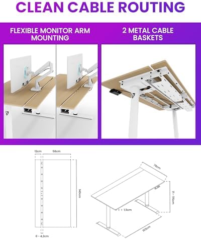 Arozzi Arena Nordico Electric Standing Desk Light Birch - Image 2
