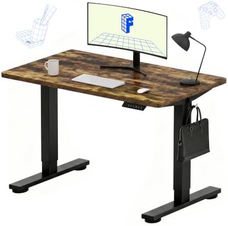 FLEXISPOT EN1 40"x24" One-Piece Standing Desk, Rustic (Black Frame) by Unknown
