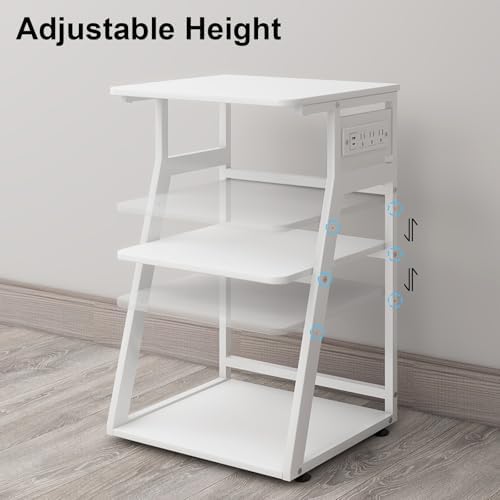 Natwind 3 Tier Printer Stand, 19.7"x15.7", with Charging Station,White - Image 4