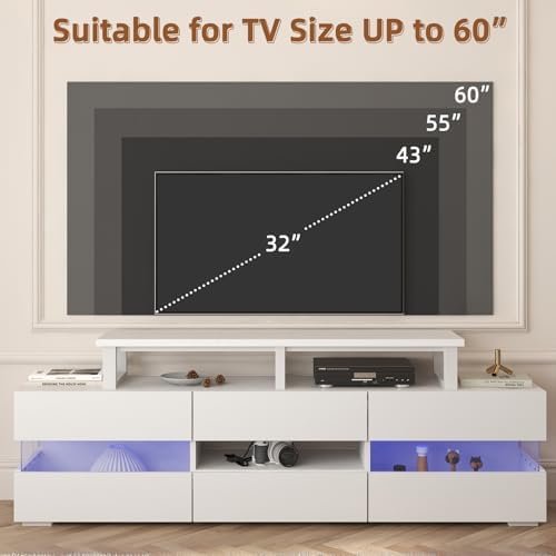 YAOHUOO 45" Large TV Riser for 32-60 inch TV, TV Riser Stand Shelf,White - Image 3