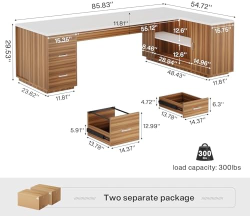 Tribesigns 85.8-Inch L-Shaped Executive Desk, Extra Large Home Office Desk - Image 2